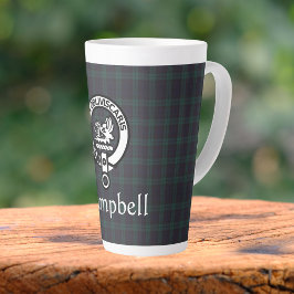 Scottish Campbell Crest Badge & Tartan Latte Mok