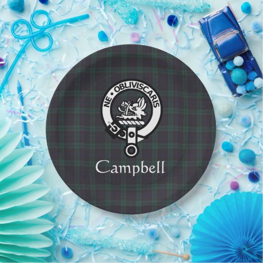 Scottish Campbell Crest Badge & Tartan Papieren Bordje (Feest)
