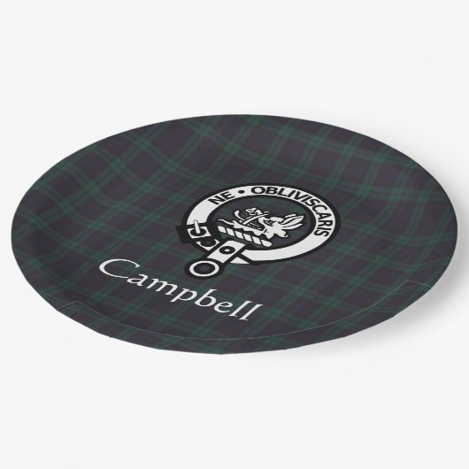 Scottish Campbell Crest Badge & Tartan Papieren Bordje (Gekanteld)