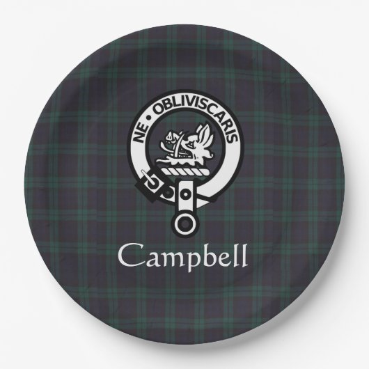 Scottish Campbell Crest Badge & Tartan Papieren Bordje (Voorkant)