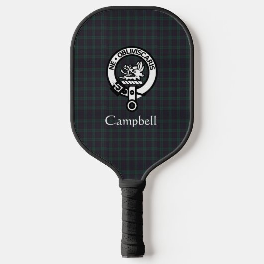 Scottish Campbell Crest Badge & Tartan Pickleball Paddle (Voorkant)