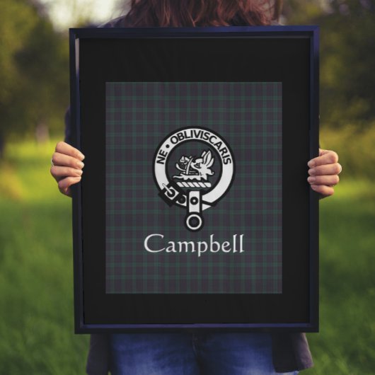 Scottish Campbell Crest Badge & Tartan Poster