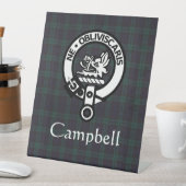 Scottish Campbell Crest Badge & Tartan Reclamebord Met Voetstuk (Insitu)