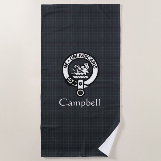 Scottish Campbell Crest Badge & Tartan Strandlaken (Voorkant)