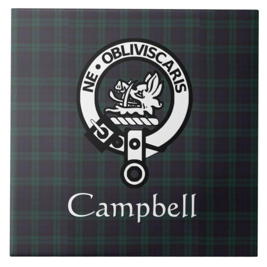 Scottish Campbell Crest Badge & Tartan Tegeltje (Voorkant)