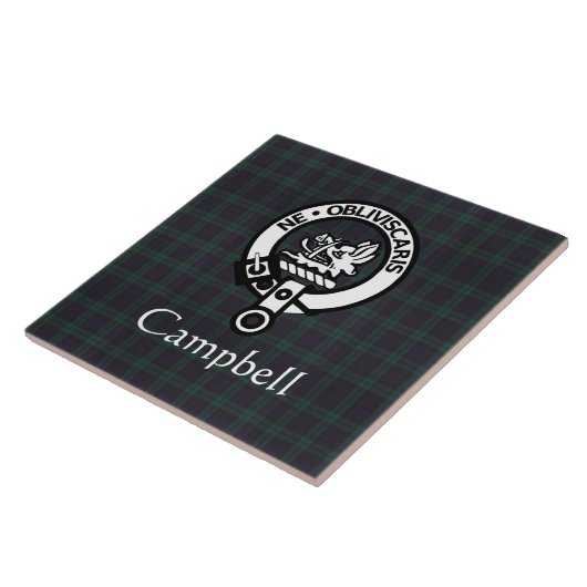 Scottish Campbell Crest Badge & Tartan Tegeltje (Zijkant)