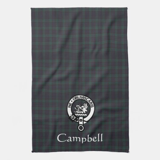 Scottish Campbell Crest Badge & Tartan Theedoek (Verticaal)