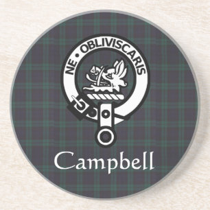 Scottish Campbell Crest Badge & Tartan Zandsteen Onderzetter