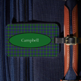Scottish Campbell Family Tartan Gepersonaliseerd Bagagelabel