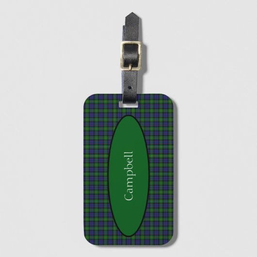 Scottish Campbell Family Tartan Gepersonaliseerd Bagagelabel (Voorkant (verticaal))