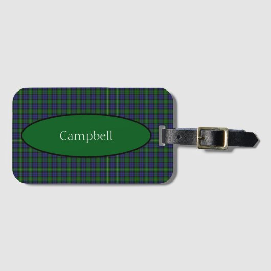 Scottish Campbell Family Tartan Gepersonaliseerd Bagagelabel (Voorkant (horizontaal))