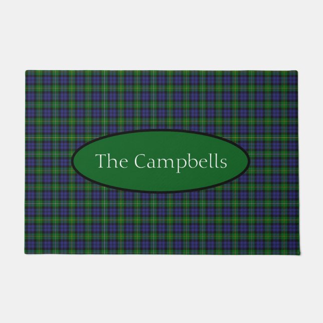 Scottish Campbell Family Tartan Gepersonaliseerd Deurmat (Voorkant)