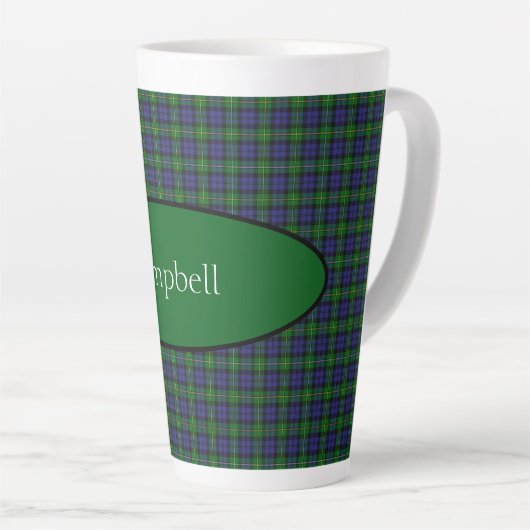 Scottish Campbell Family Tartan Gepersonaliseerd Latte Mok (Rechterhoek)
