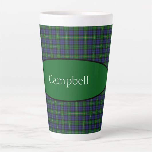 Scottish Campbell Family Tartan Gepersonaliseerd Latte Mok (Voorkant)