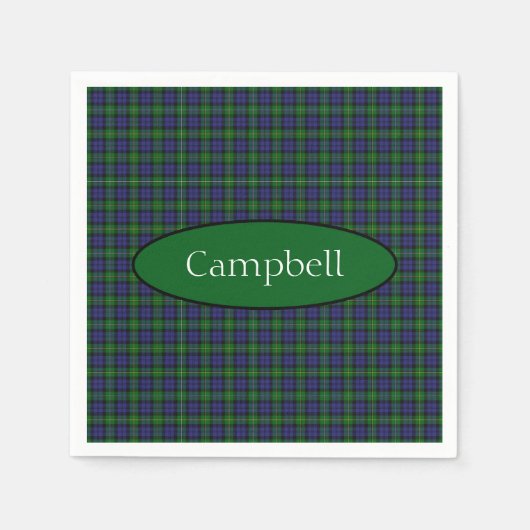 Scottish Campbell Family Tartan Gepersonaliseerd Servet (Voorkant)