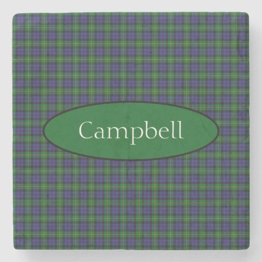Scottish Campbell Family Tartan Gepersonaliseerd Stenen Onderzetter (Voorkant)