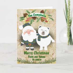 Scottish Campbell Family Tartan Pset Kerstmis Feestdagen Kaart