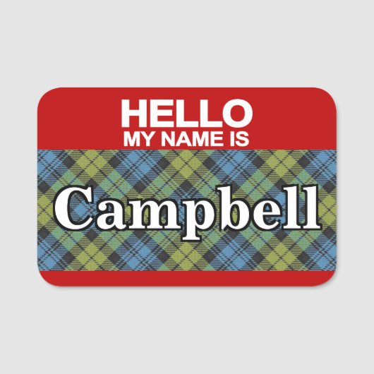 Scottish Campbell Family Tartan Pset Naamplaatje (Voorkant)