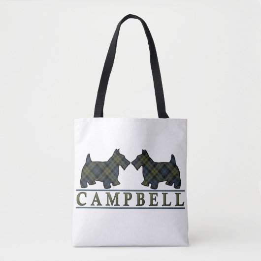 Scottish Campbell Scottie Dogs Tartan Pset Tote Bag (Voorkant)