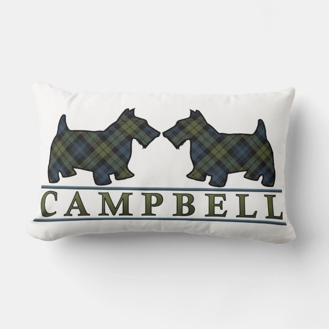 Scottish Campbell Tartan Scottie Dogs Kussen (Voorkant)