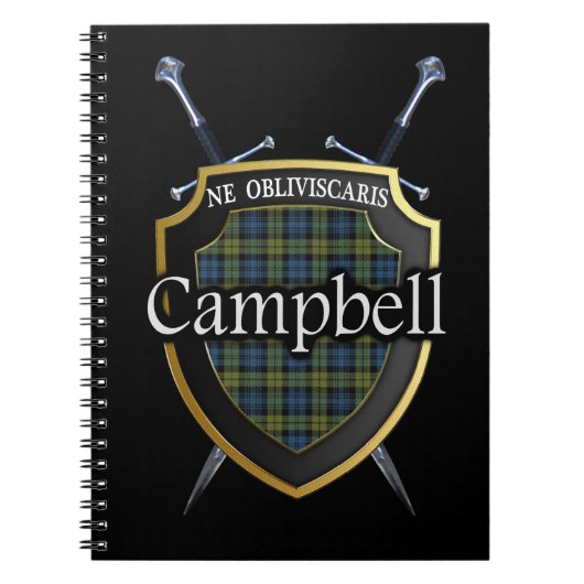 Scottish Campbell Tartan Shield & Swords Notitieboek (Voorkant)