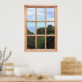 Scottish Castle op Cliff Uitzicht vanaf een raam Poster (Keuken)