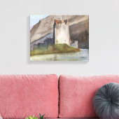 SCOTTISH CASTLES LANDSCAPE WATERVERF CANVAS PRINT (Insitu (Woonkamer))