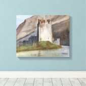 SCOTTISH CASTLES LANDSCAPE WATERVERF CANVAS PRINT (Insitu (Houten vloer))
