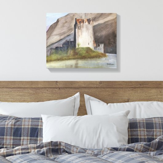 SCOTTISH CASTLES LANDSCAPE WATERVERF CANVAS PRINT (Insitu (Slaapkamer))