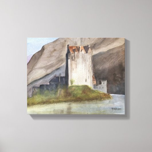 SCOTTISH CASTLES LANDSCAPE WATERVERF CANVAS PRINT (Voorkant)