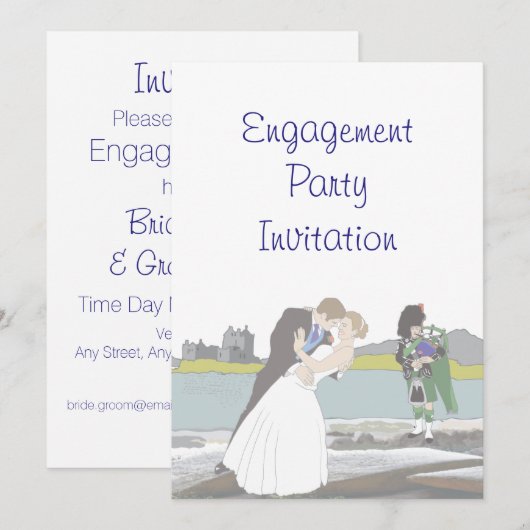 Scottish, Celtic Engagement Party Kaart (Voorkant / Achterkant)