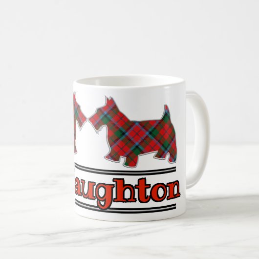 Scottish Cheer Clan McNaughton Tartan Scottie Dogs Koffiemok (Voorkant rechts)