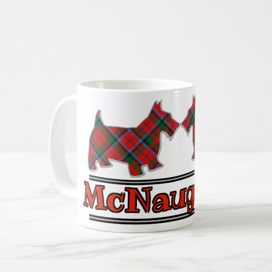 Scottish Cheer Clan McNaughton Tartan Scottie Dogs Koffiemok (Voorkant links)
