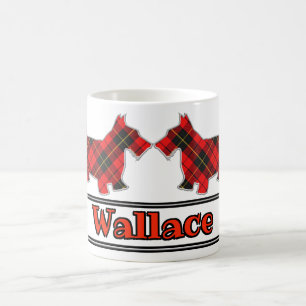 Scottish Cheer Clan Wallace Tartan Scottie Dogs Koffiemok