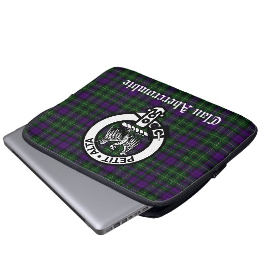Scottish Clan Abercrombie Crest & Tartan Laptop Sleeve (Voorkant onderkant)