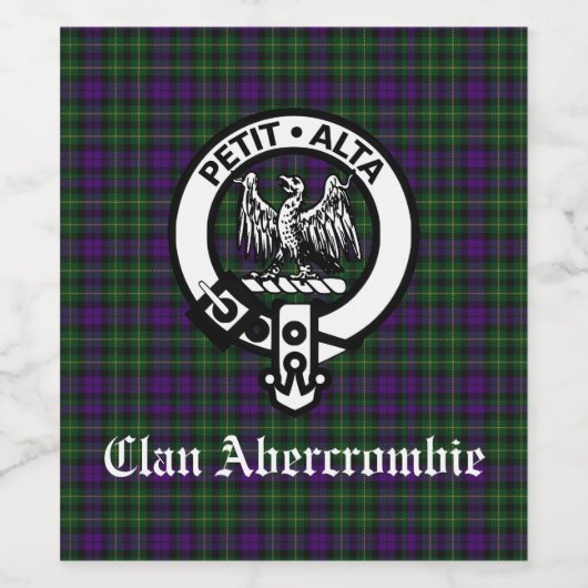 Scottish Clan Abercrombie Crest & Tartan Wijn Etiket (Enkel label)