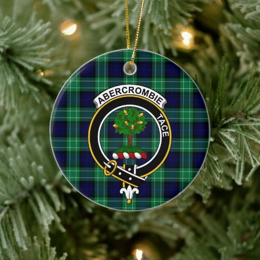 Scottish Clan Abercrombie Hunting Tartan and Crest Keramisch Ornament (Boom)