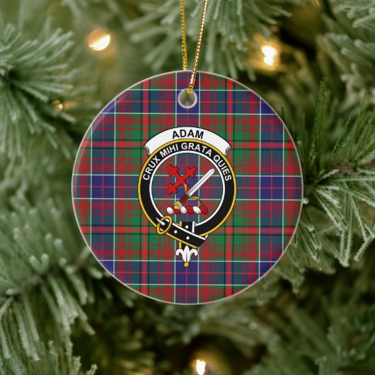 Scottish Clan Adam Ancient Tartan en Crest Keramisch Ornament (Boom)