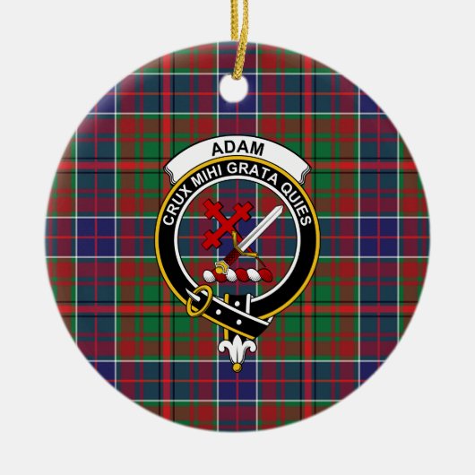 Scottish Clan Adam Ancient Tartan en Crest Keramisch Ornament (Voorkant)