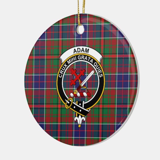 Scottish Clan Adam Ancient Tartan en Crest Keramisch Ornament (Links)