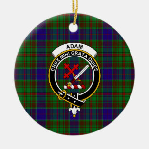 Scottish Clan Adam Hunting Tartan and Crest Keramisch Ornament