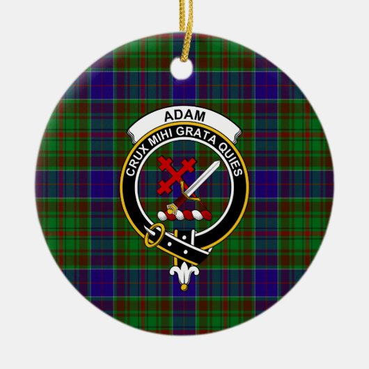 Scottish Clan Adam Hunting Tartan and Crest Keramisch Ornament (Voorkant)