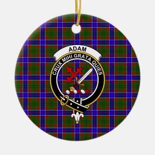 Scottish Clan Adam Tartan en Crest Keramisch Ornament (Voorkant)