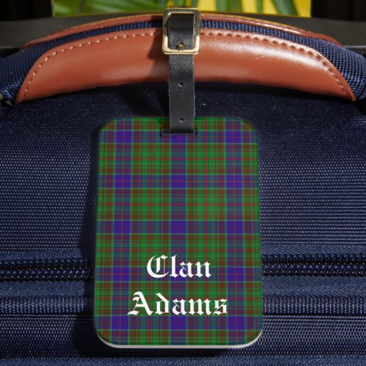 Scottish Clan Adams Tartan Pset Bagagelabel (Voorkant Insitu 2)
