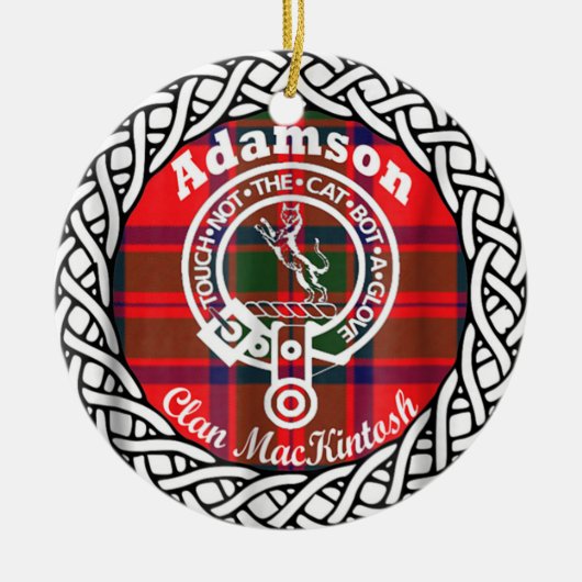 Scottish Clan Adamson Tartan en Crest Keramisch Ornament (Voorkant)
