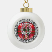 Scottish Clan Adamson Tartan en Crest Keramische Bal Ornament (Voorkant)