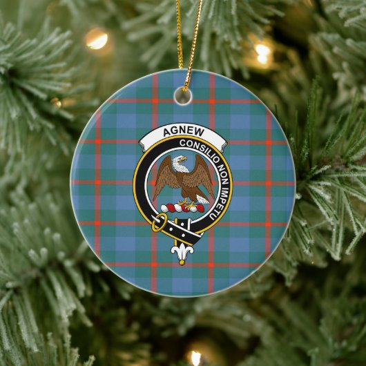 Scottish Clan Agnew Ancient Tartan en Crest Keramisch Ornament (Boom)