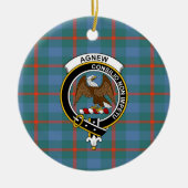 Scottish Clan Agnew Ancient Tartan en Crest Keramisch Ornament (Voorkant)