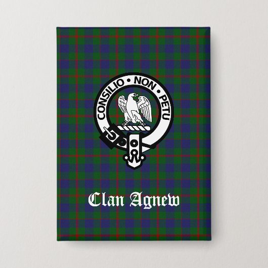 Scottish Clan Agnew Crest & Tartan Button (Voorkant)