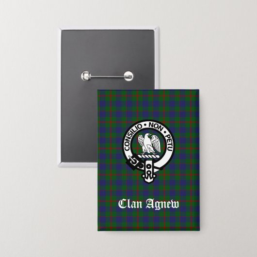 Scottish Clan Agnew Crest & Tartan Button (Voorkant / Achterkant)